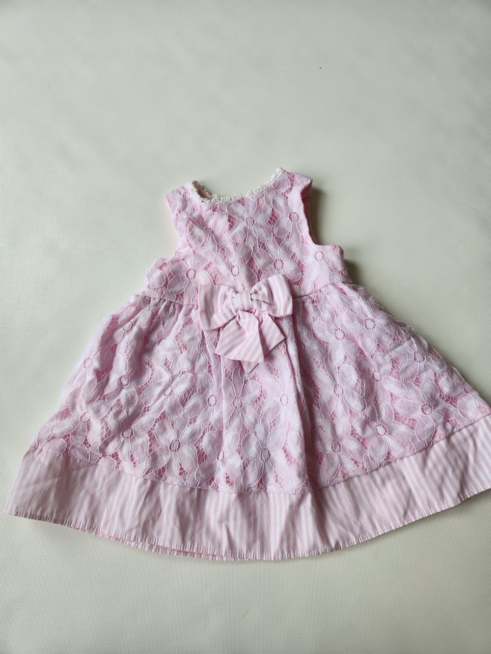 Pink Lace Bow Baby Dress 12Month Infant Formal Wear